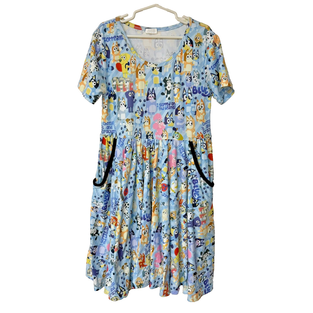 GUC Boutique Bluey Skater Dress Size 8 Soft + POCKETS